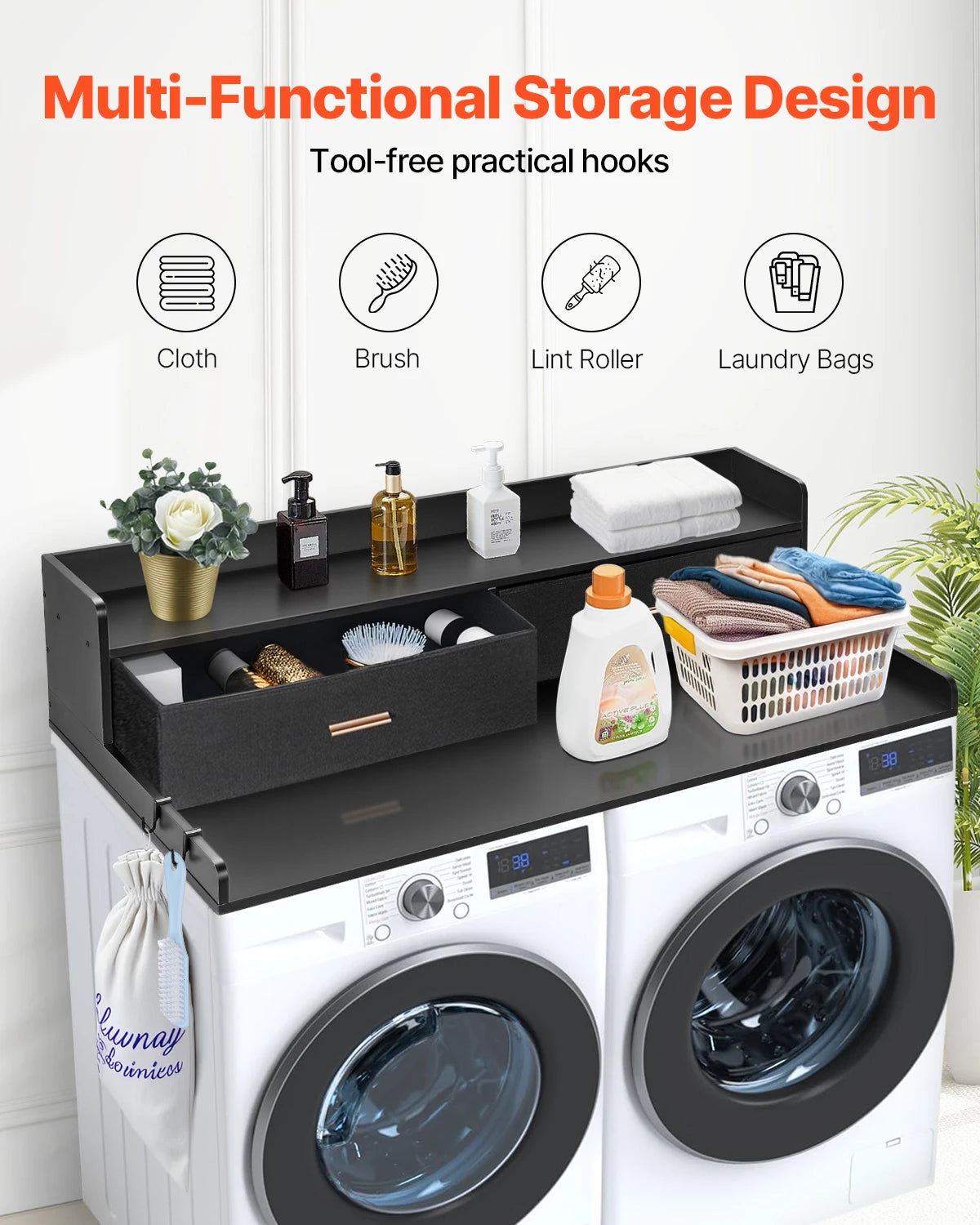 SucceBuy Washer Dryer Countertop Shelf With Drawer