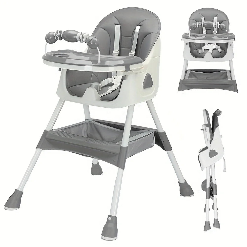 PIORLADO Foldable Baby High Chair With Tray Antislip Pad ToyRack
