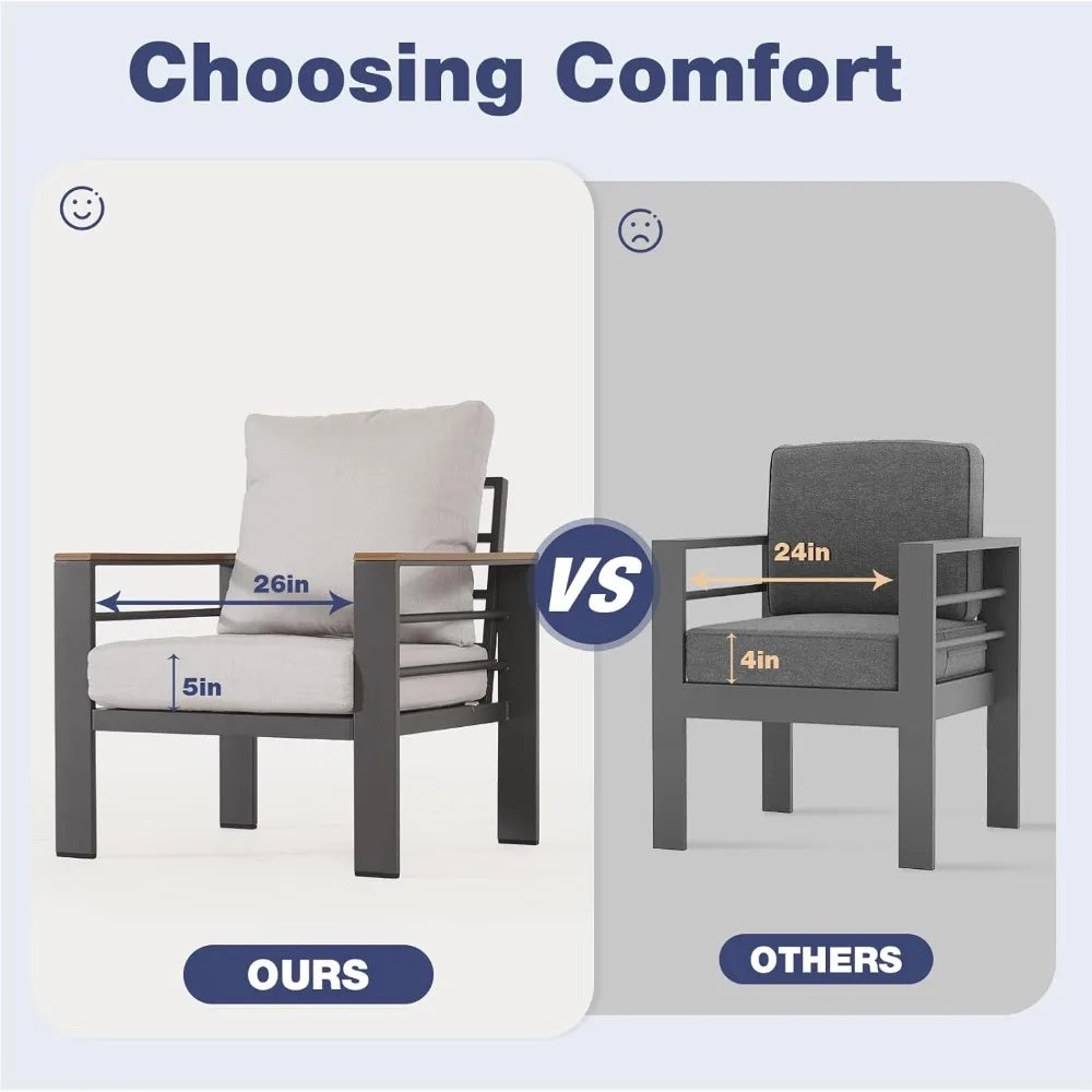 Aluminum Patio Furniture Set With Cushioned Seating And Waterproof Cover
