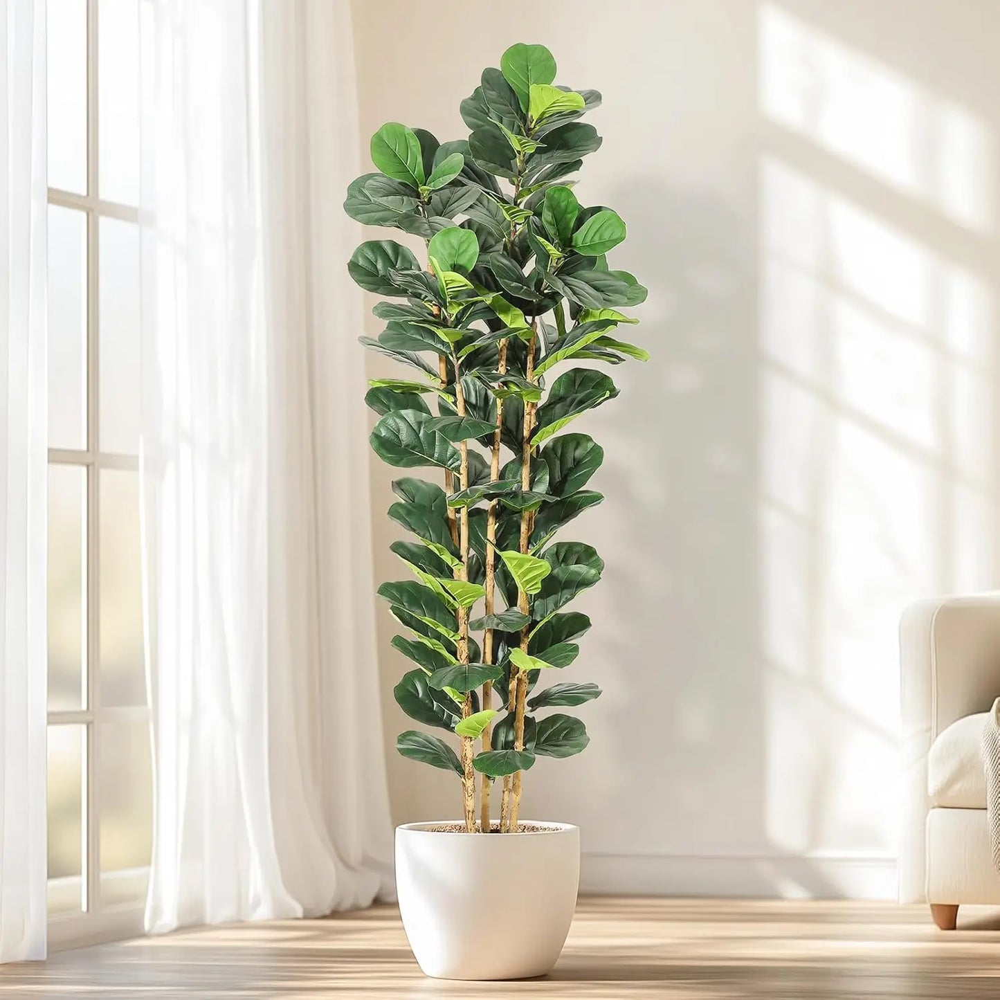 HiMISS Fiddle Leaf Fig Tree With Pot Faux Plant For Home Decor