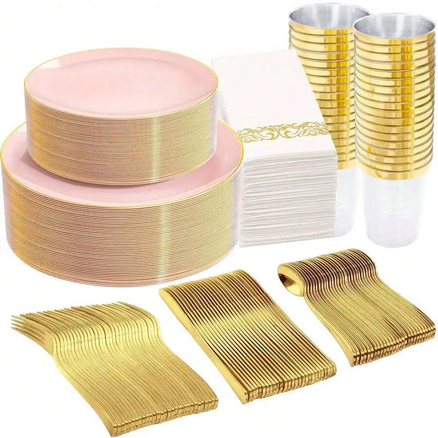 Disposable Plastic Tableware Set Serves 20 Guests For Wedding Party