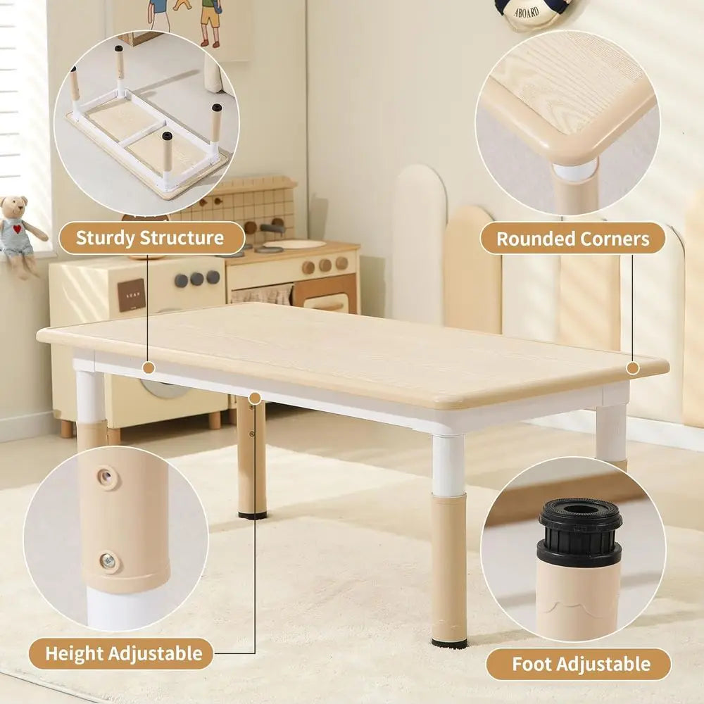 Height Adjustable Kids Table And Chairs Set For Ages 3