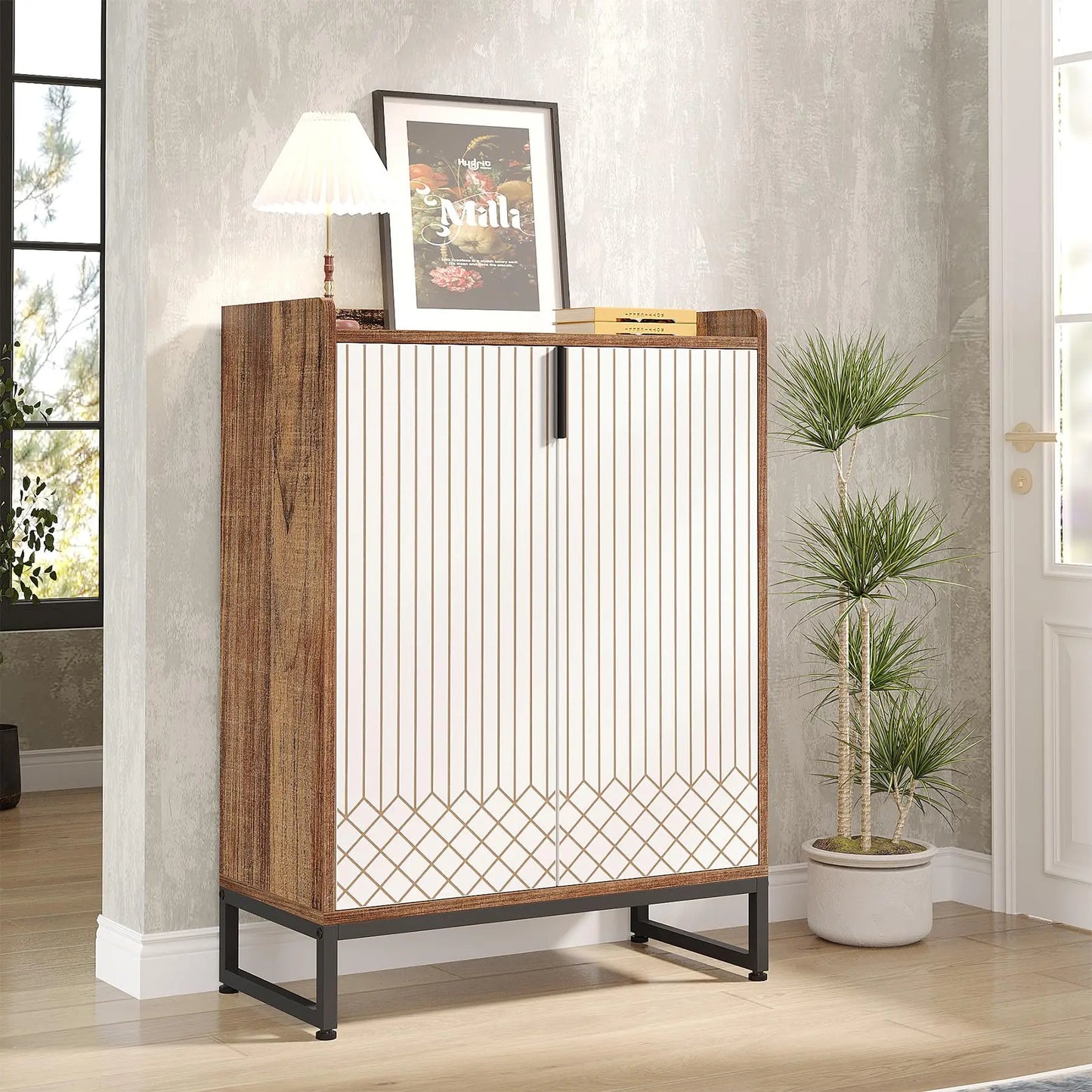 Tribesigns Wooden 5-Tier Shoe Cabinet With Doors For Bedroom
