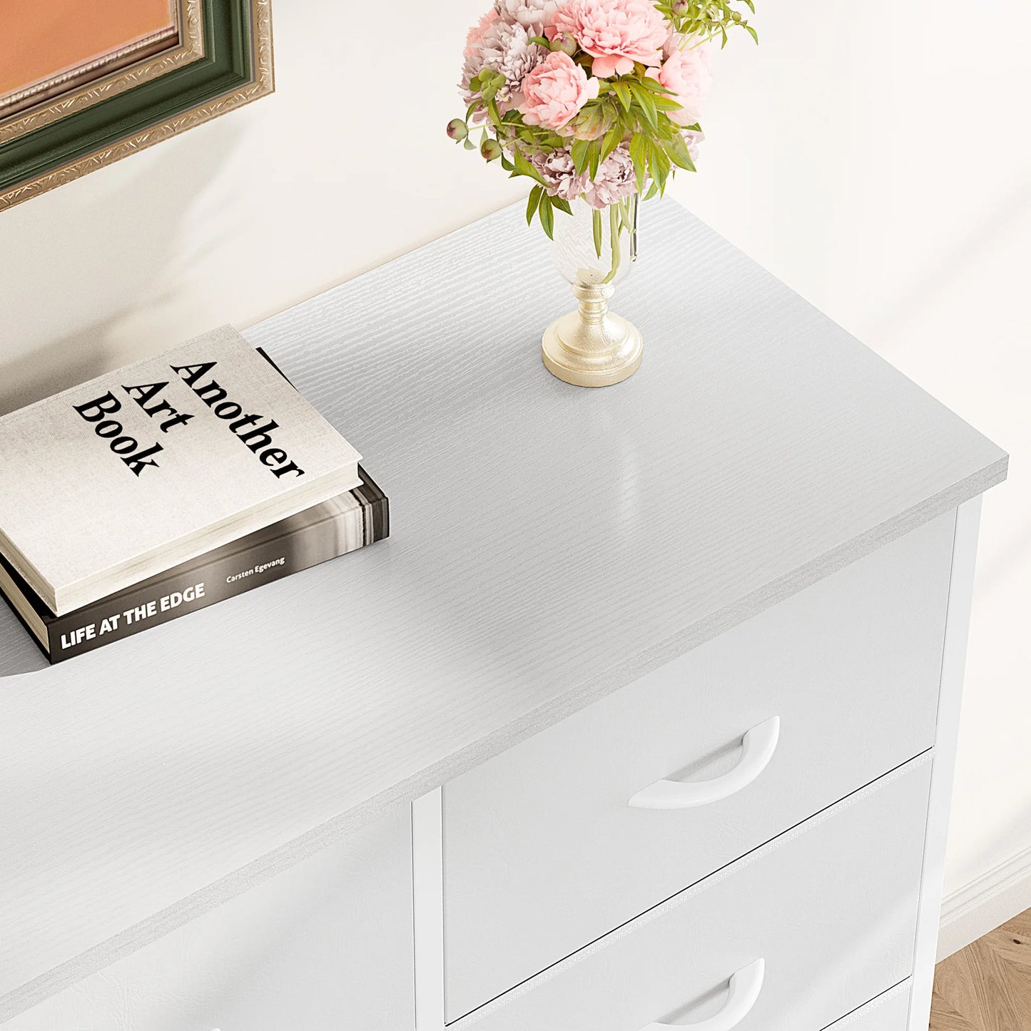 JHK 8 Drawer Fabric Dresser Wardrobe With Steel Frame
