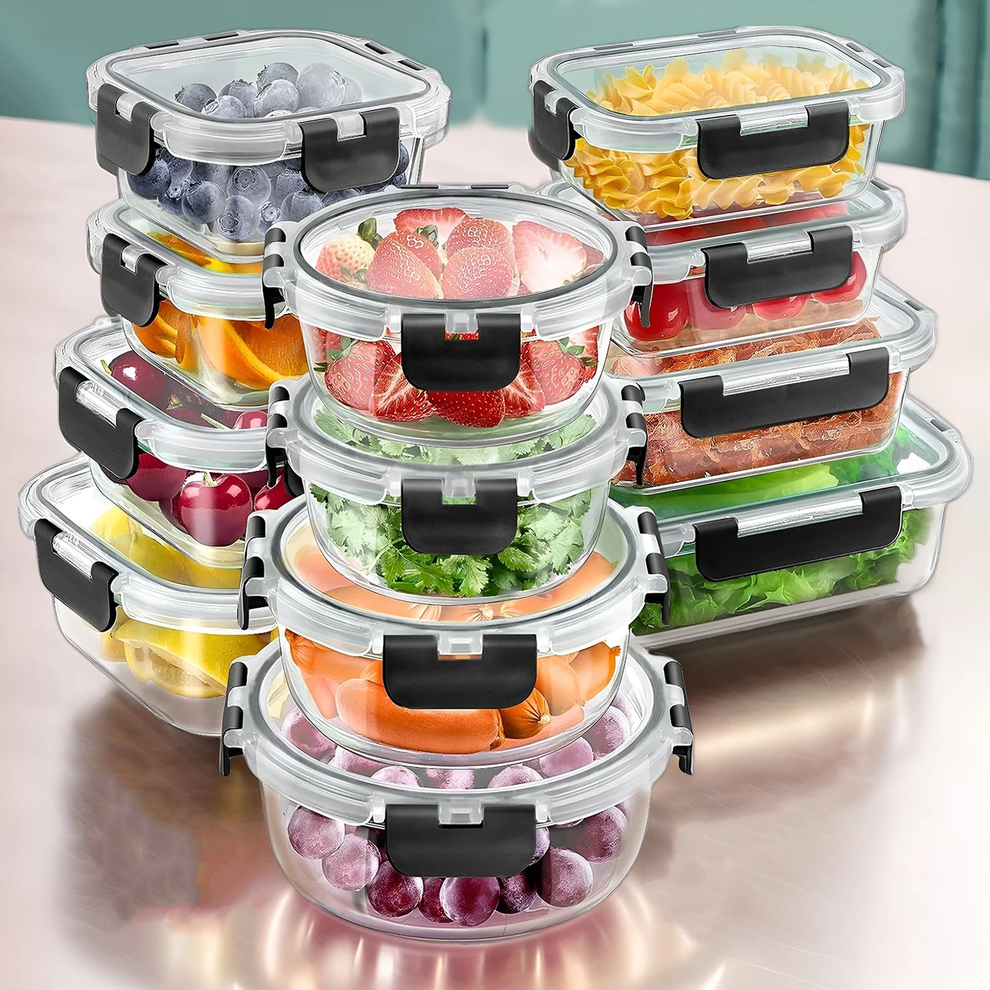 12 Glass Lunch Boxes BPA Free For Microwave Freezer Dishwasher