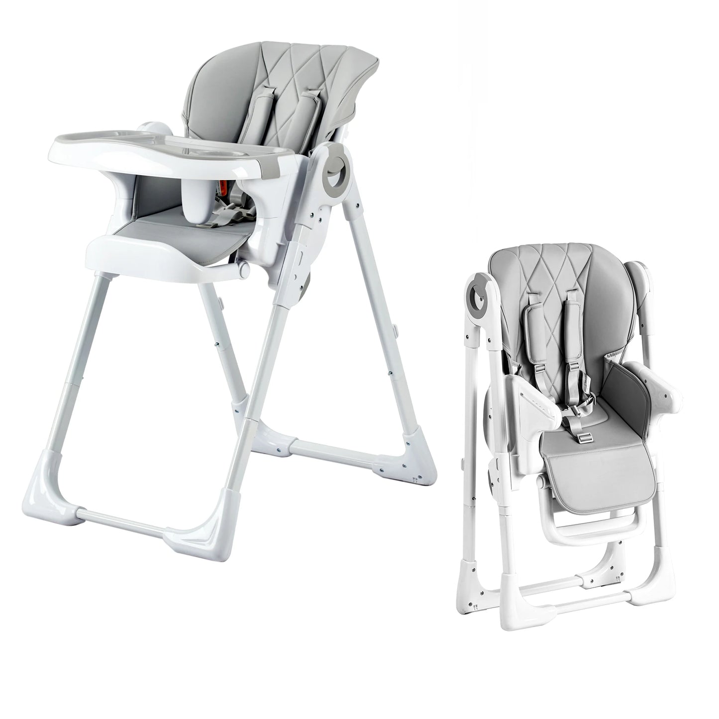 Multifunctional Foldable Baby High Chair With Adjustable Height And Recline