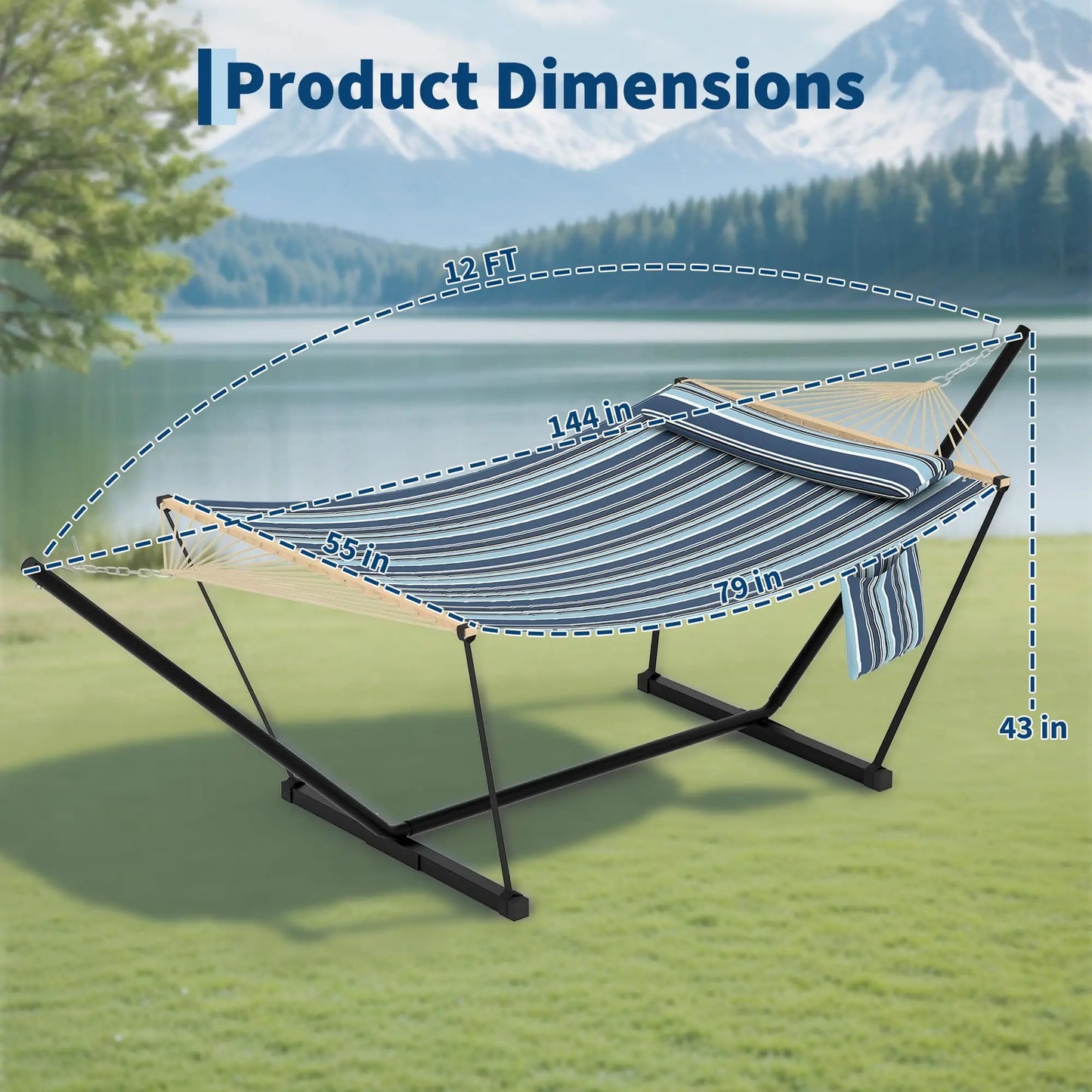 HiMISS Outdoor Hammock With Stand 2 Person Carry Bag