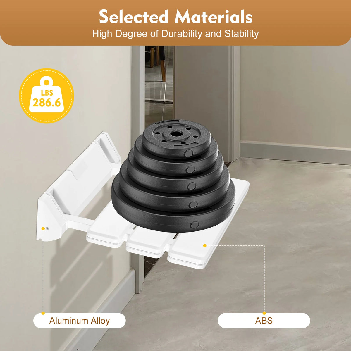 Aluminum Alloy Folding Shower Seat Wall-Mounted Waterproof Bath Bench