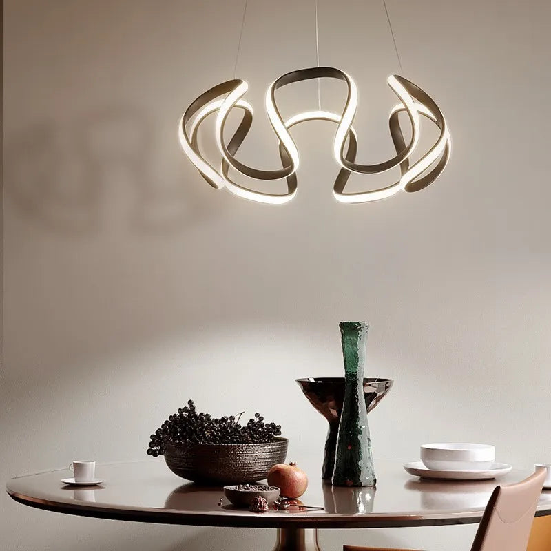 VETRULUS Modern Pendant Light Nordic Twisted LED Chandelier Ceiling Lamp