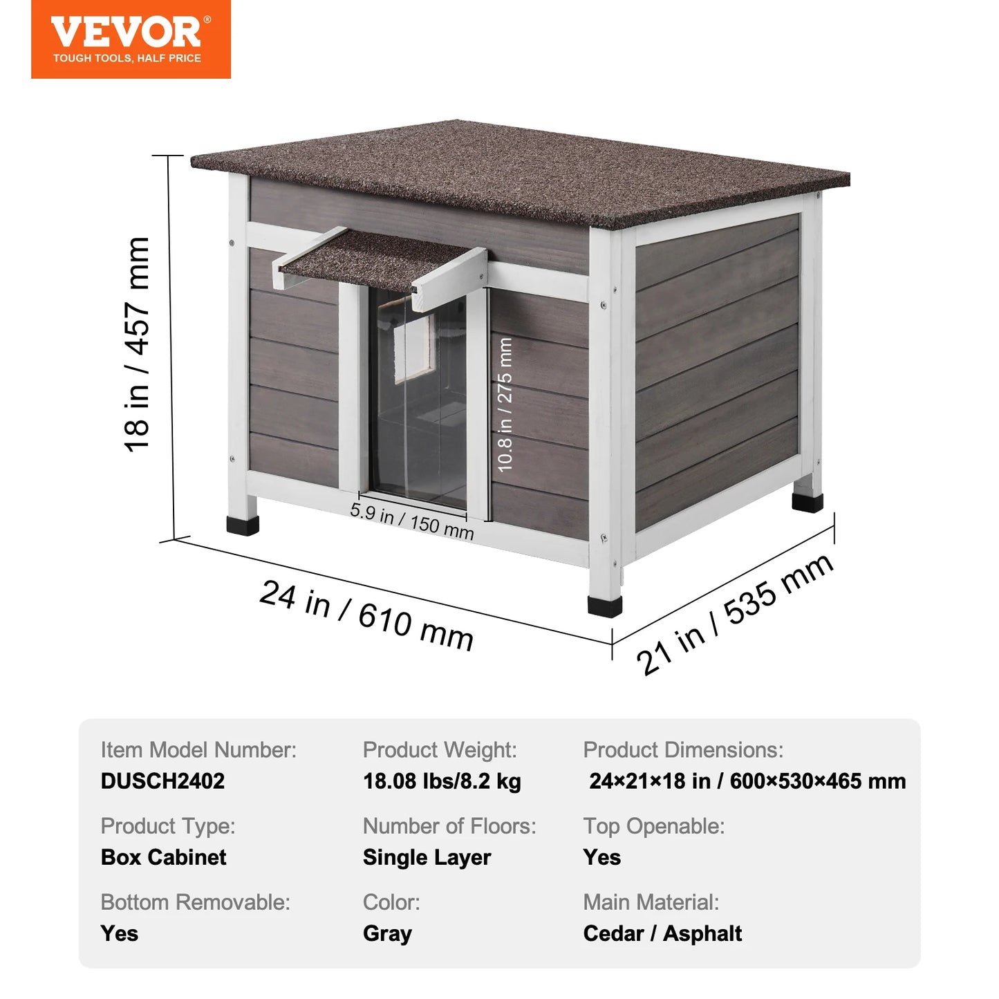 SucceBuy Outdoor Cat House Weatherproof Feral Shelter Insulated Wooden