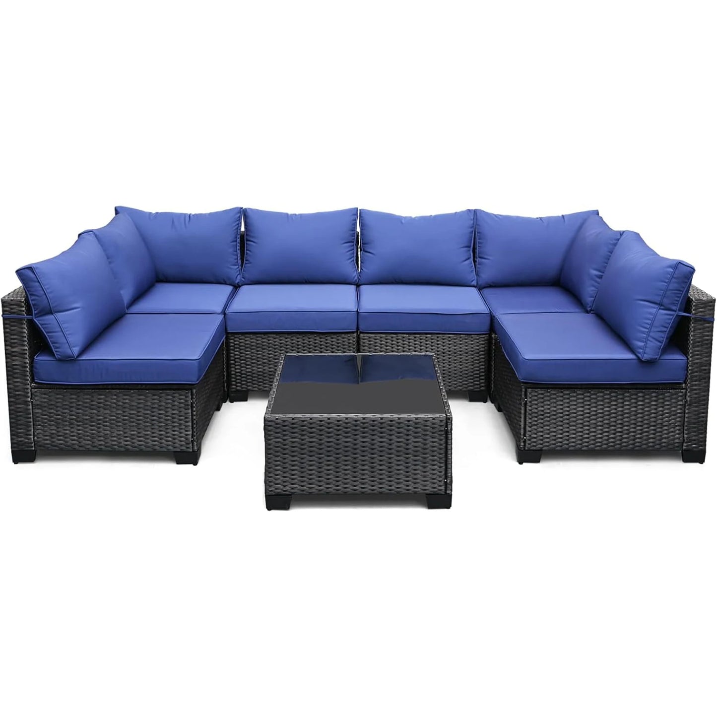 HobbyLane 7 Piece Modular Outdoor Furniture Set Rattan Wicker Garden