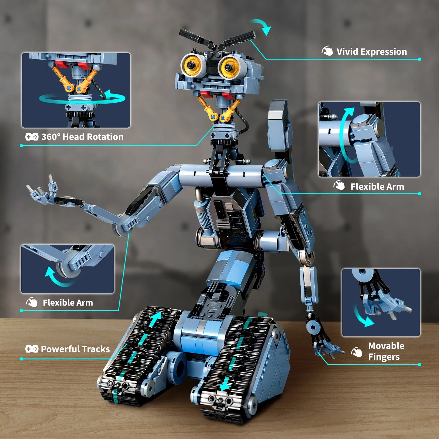 Johnny 5 Robot Building Blocks Set With Rechargeable Remote Control