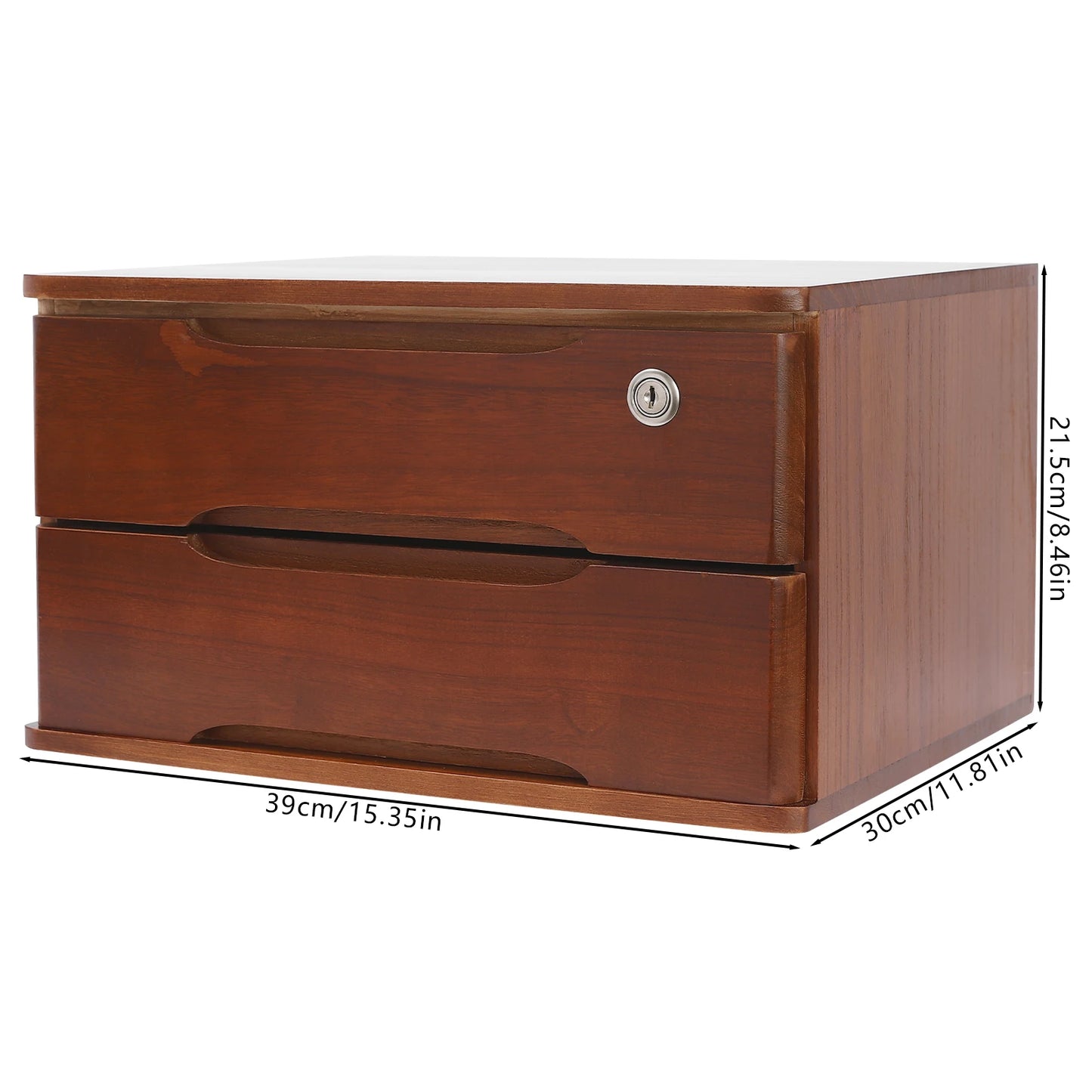 Wooden 1 2 3 Tier Desktop Storage Box Lockable Drawers