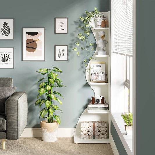Tribesigns Corner Shelf Five Tier Wall Bookcase For Home Office