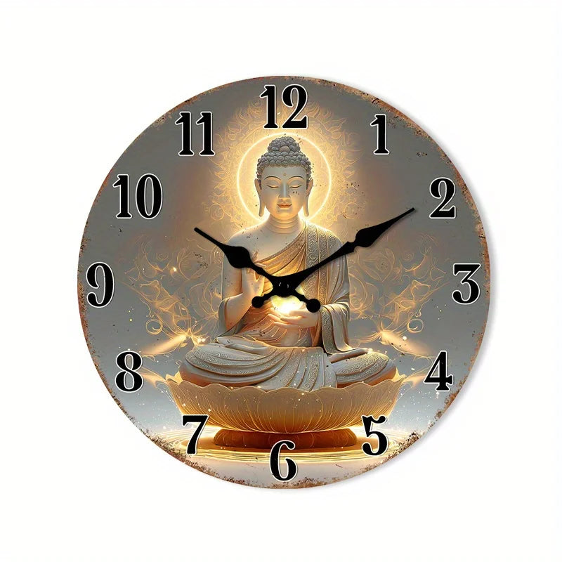 YTYIN Silent Minimalist Meditation Clock With Glowing Buddha Decor