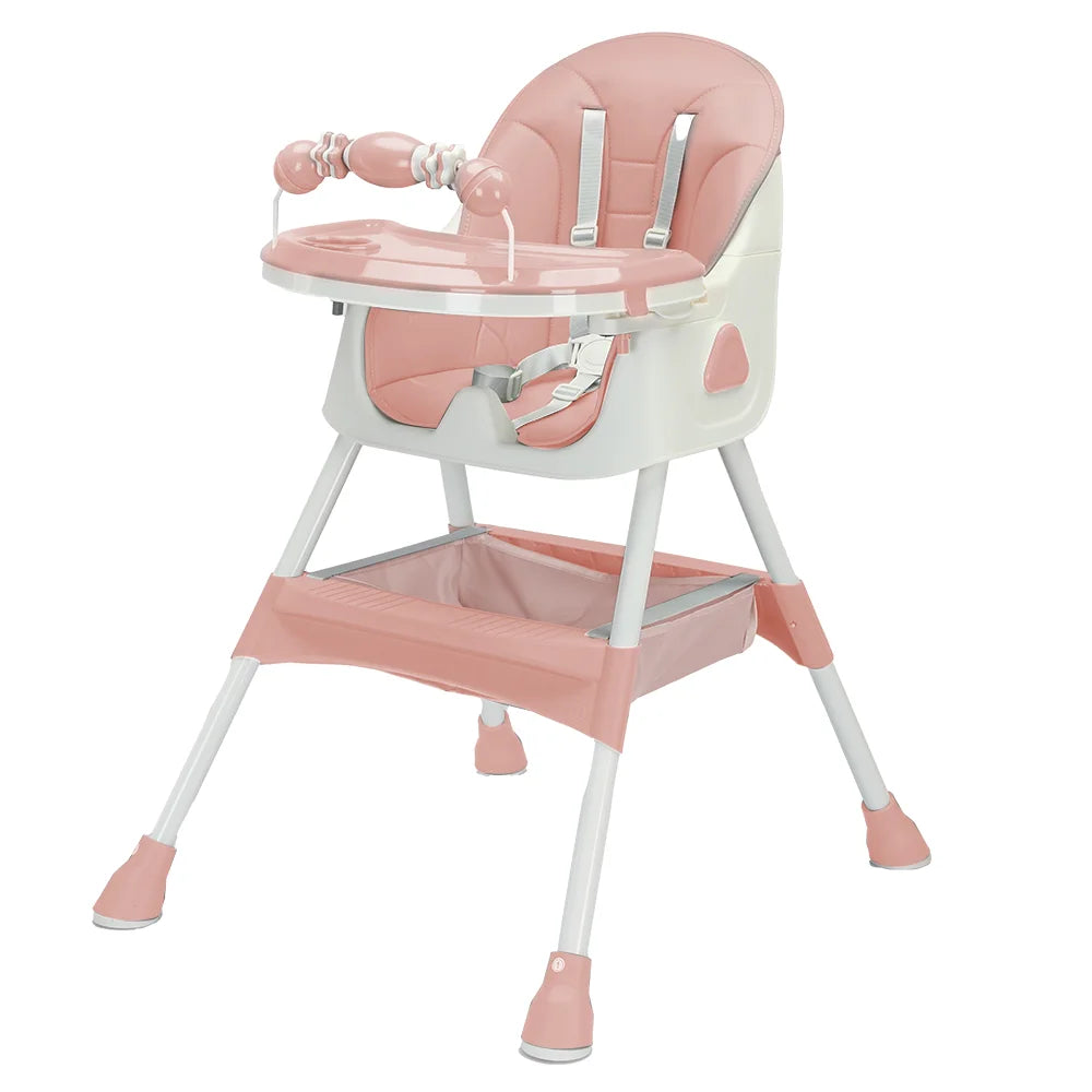 PIORLADO Foldable Baby High Chair With Tray Antislip Pad ToyRack