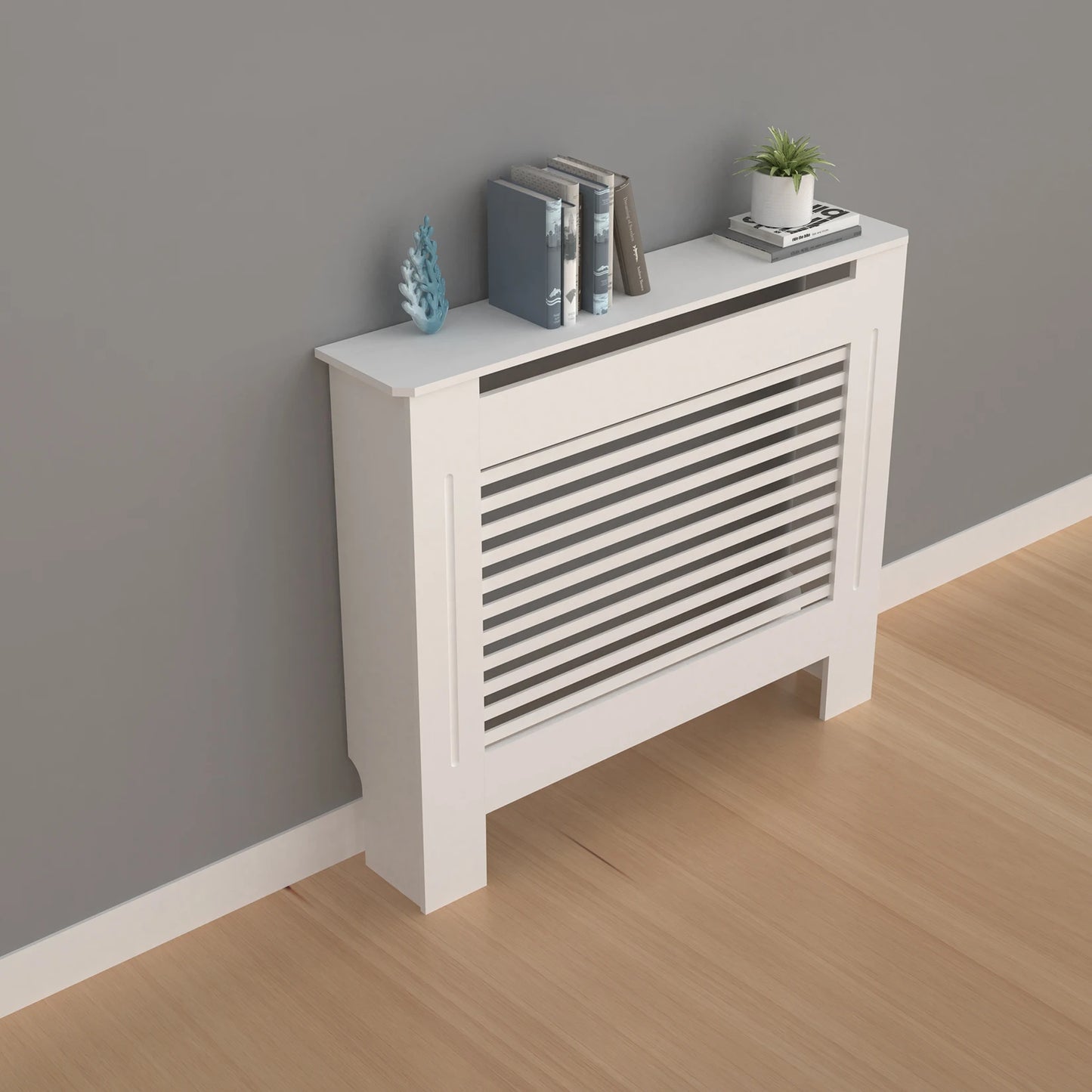 Wisfor Radiator Cover Wood Cabinet With Horizontal Slat Design