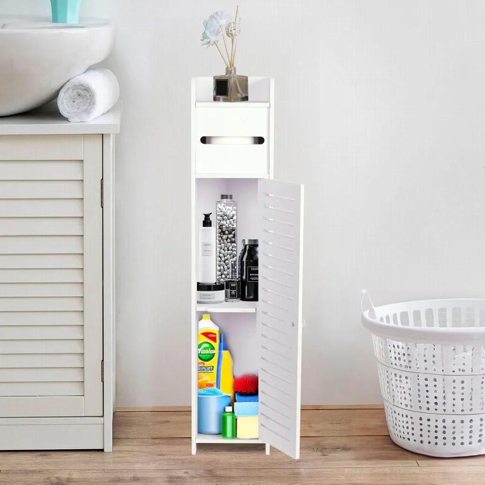 XIUWO Slim Corner Bathroom Storage Cabinet With Door