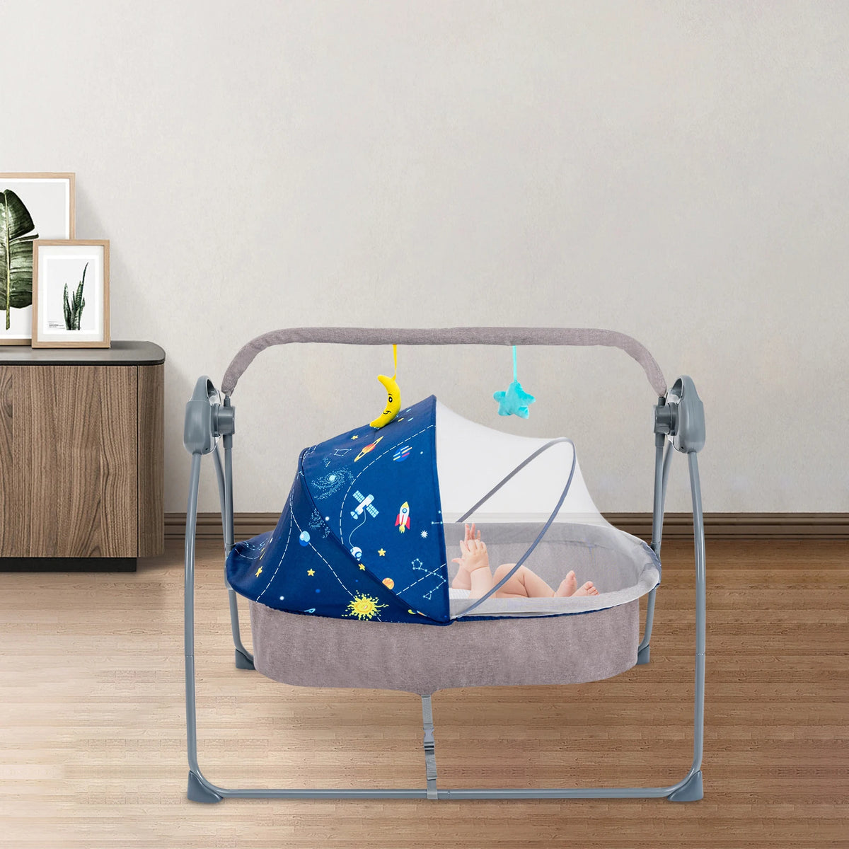 Foldable Electric Baby Cradle Swing With Music And Automatic Rocking