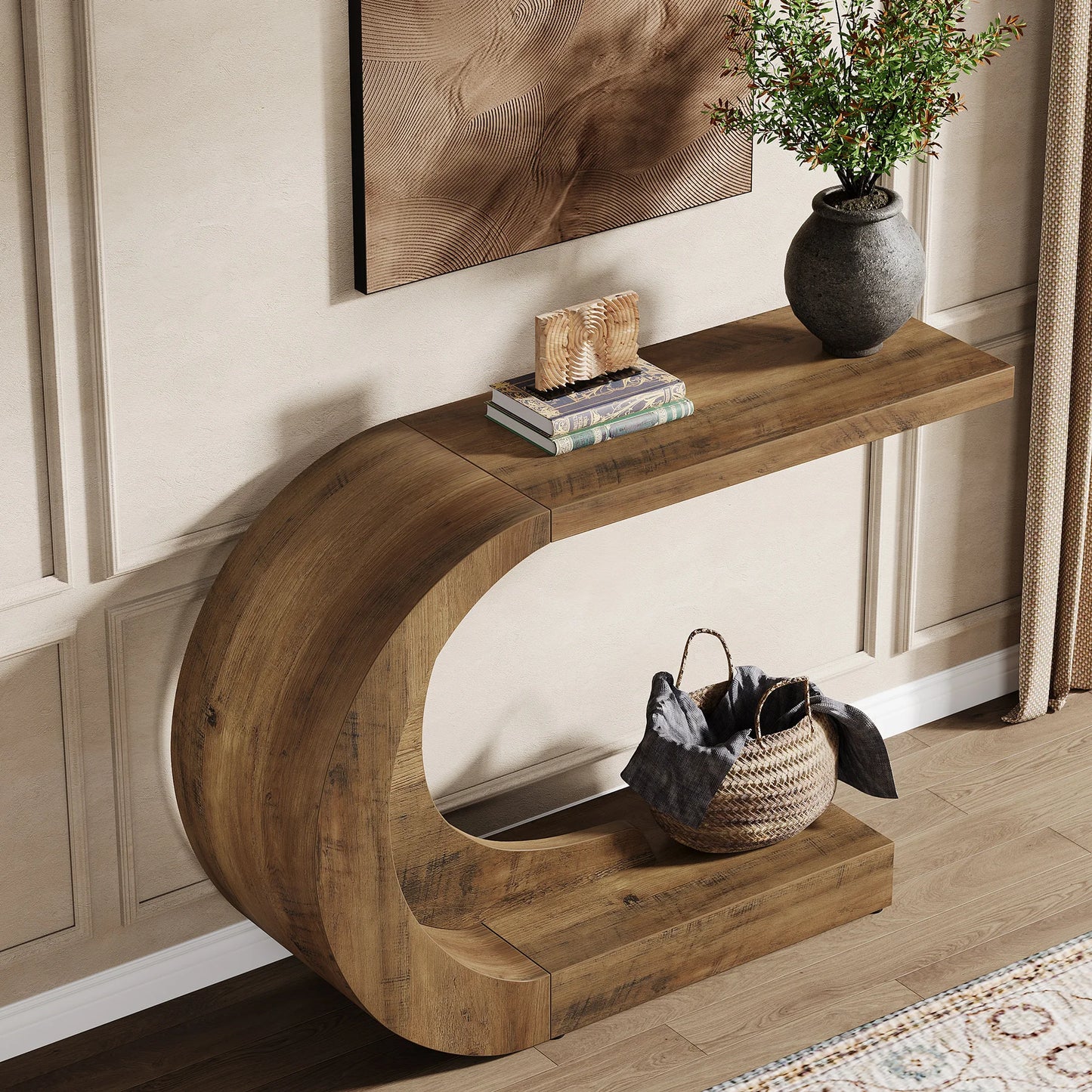 Tribesigns Mid-Century Modern C-Shaped Console Table
