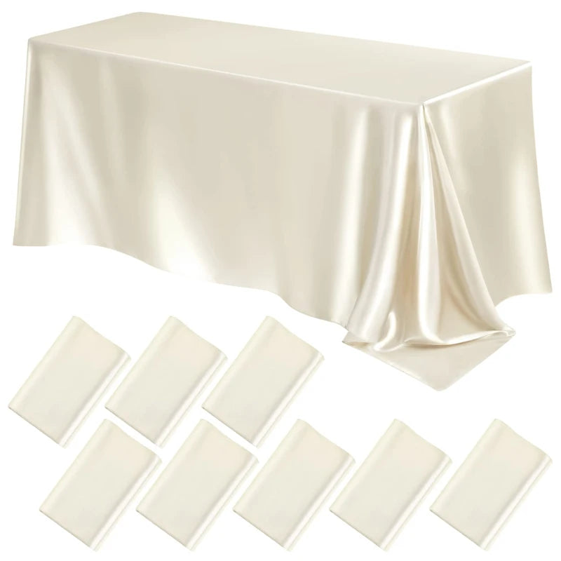 Rectangle Wedding Satin Tablecloth Waterproof Polyester