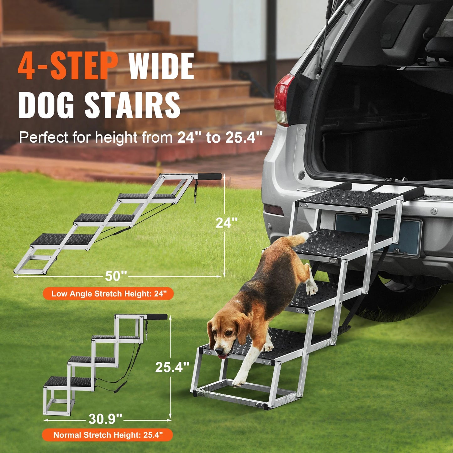 SucceBuy Folding Dog Car Steps Portable Pet Stairs For Cars