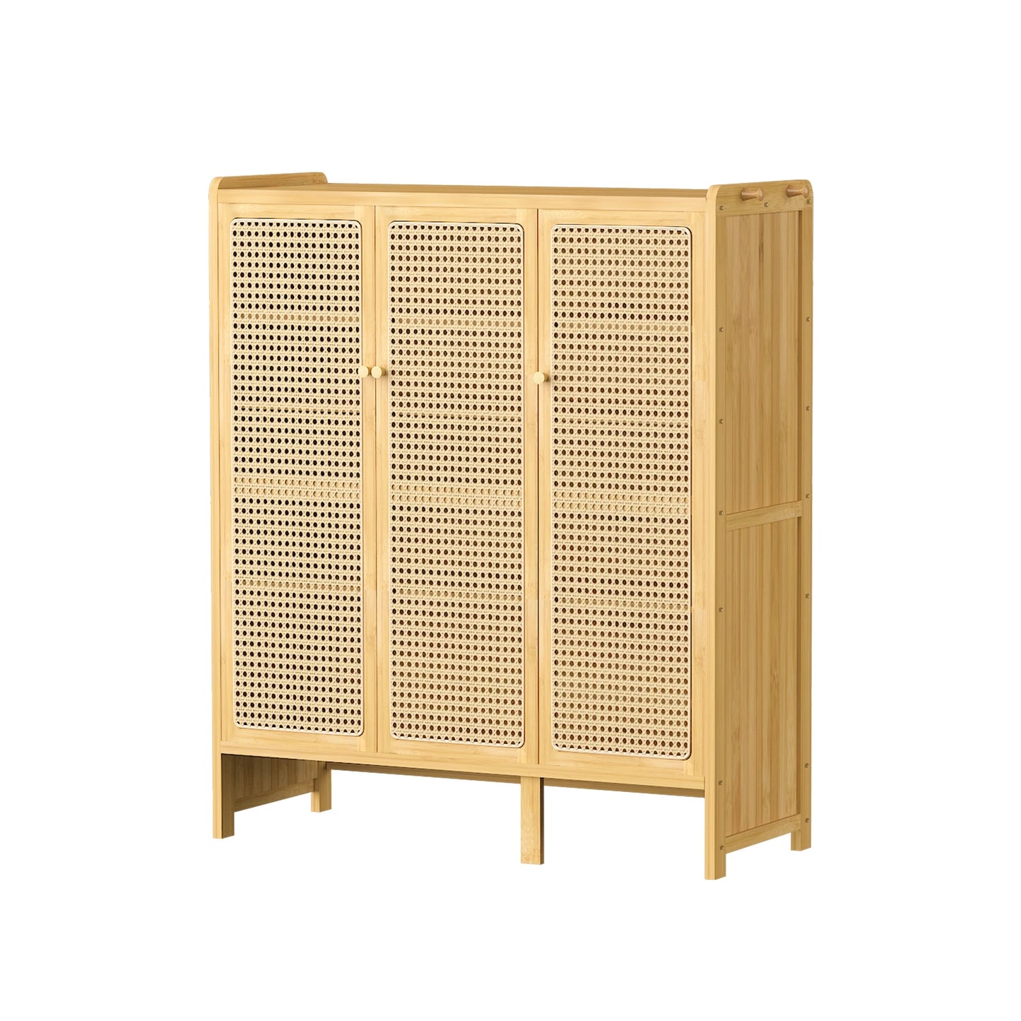 Wisfor Bamboo Shoes Rack Organizer Cabinet With Doors Six Tiers