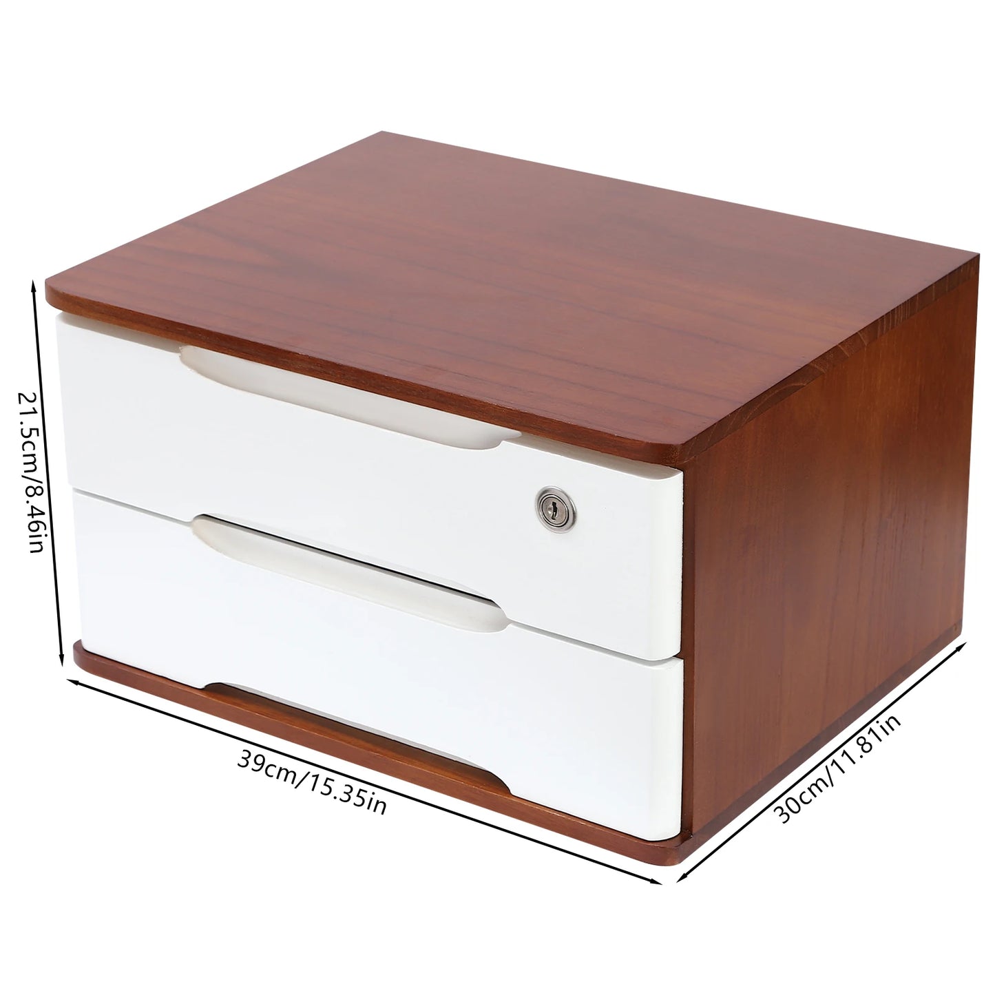 Wooden 1 2 3 Tier Desktop Storage Box Lockable Drawers