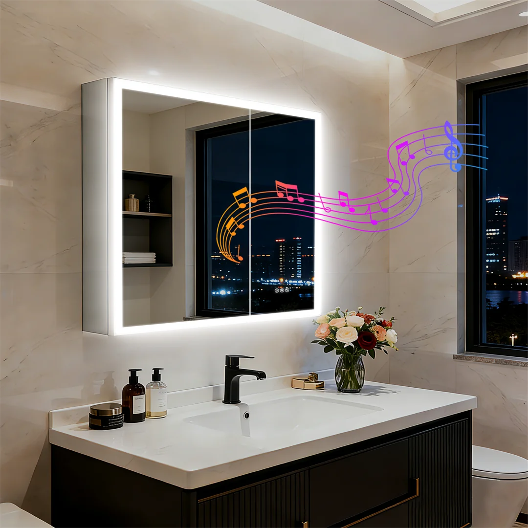 Luvodi Wall Mounted Led Bathroom Cabinet With Bluetooth Speaker Demirror