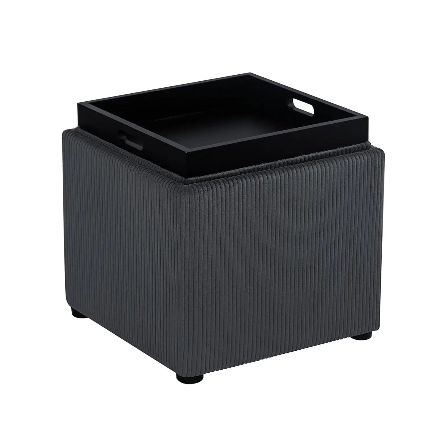 High Cube Ottoman Storage Bench With Tray Upholstered Vanity Stool