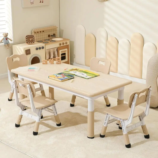 Height Adjustable Kids Table And Chairs Set For Ages 3