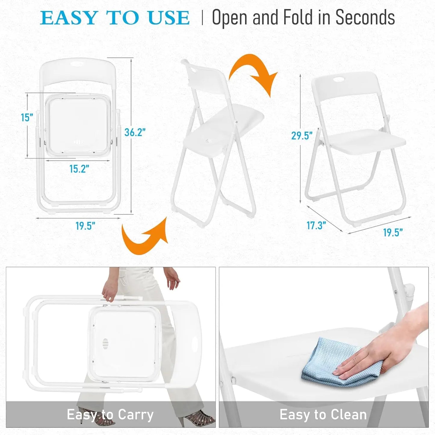 Plastic Folding Chairs With Steel Frame For Indoor Outdoor Use