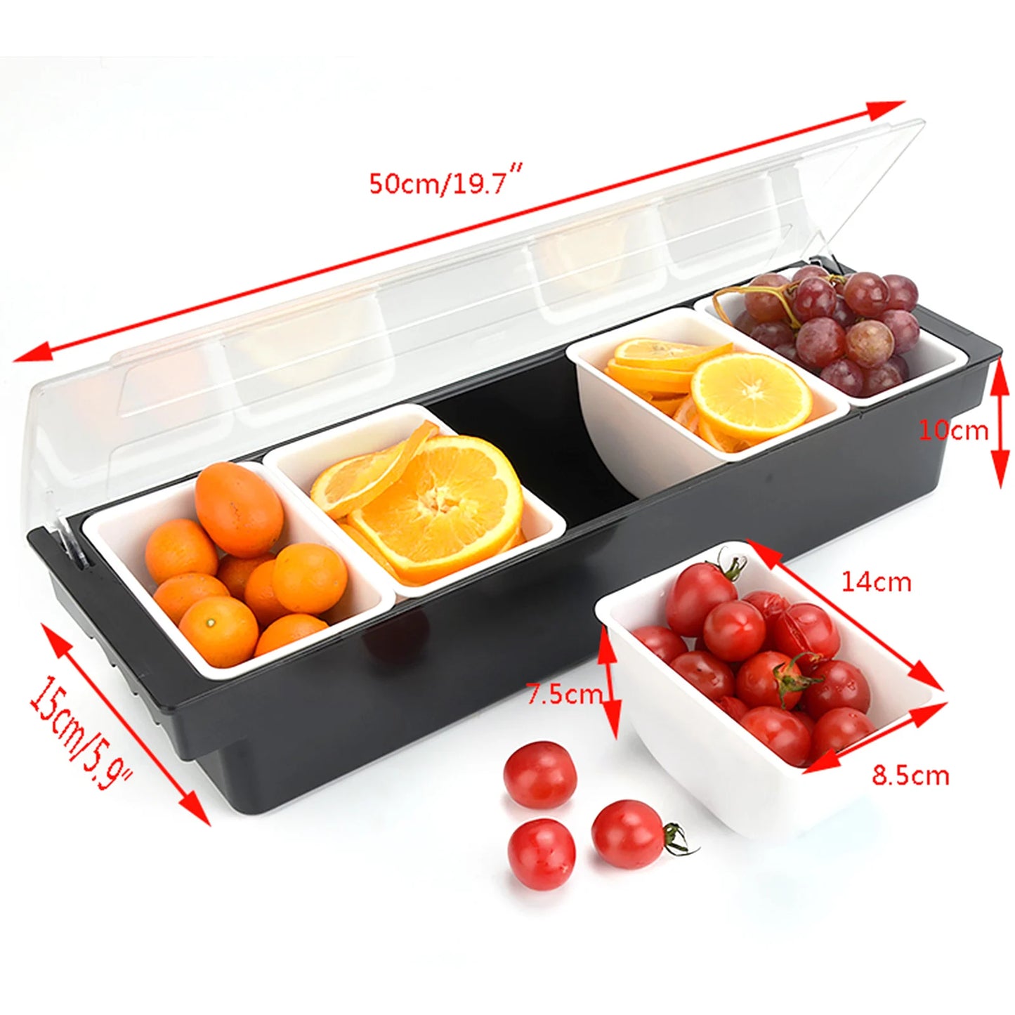 Multi Compartment Fruit Tray Bar Caddy Dispenser Organizer