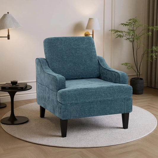MOYU Set Of 2 Mid Century Accent Chairs Chenille Fabric