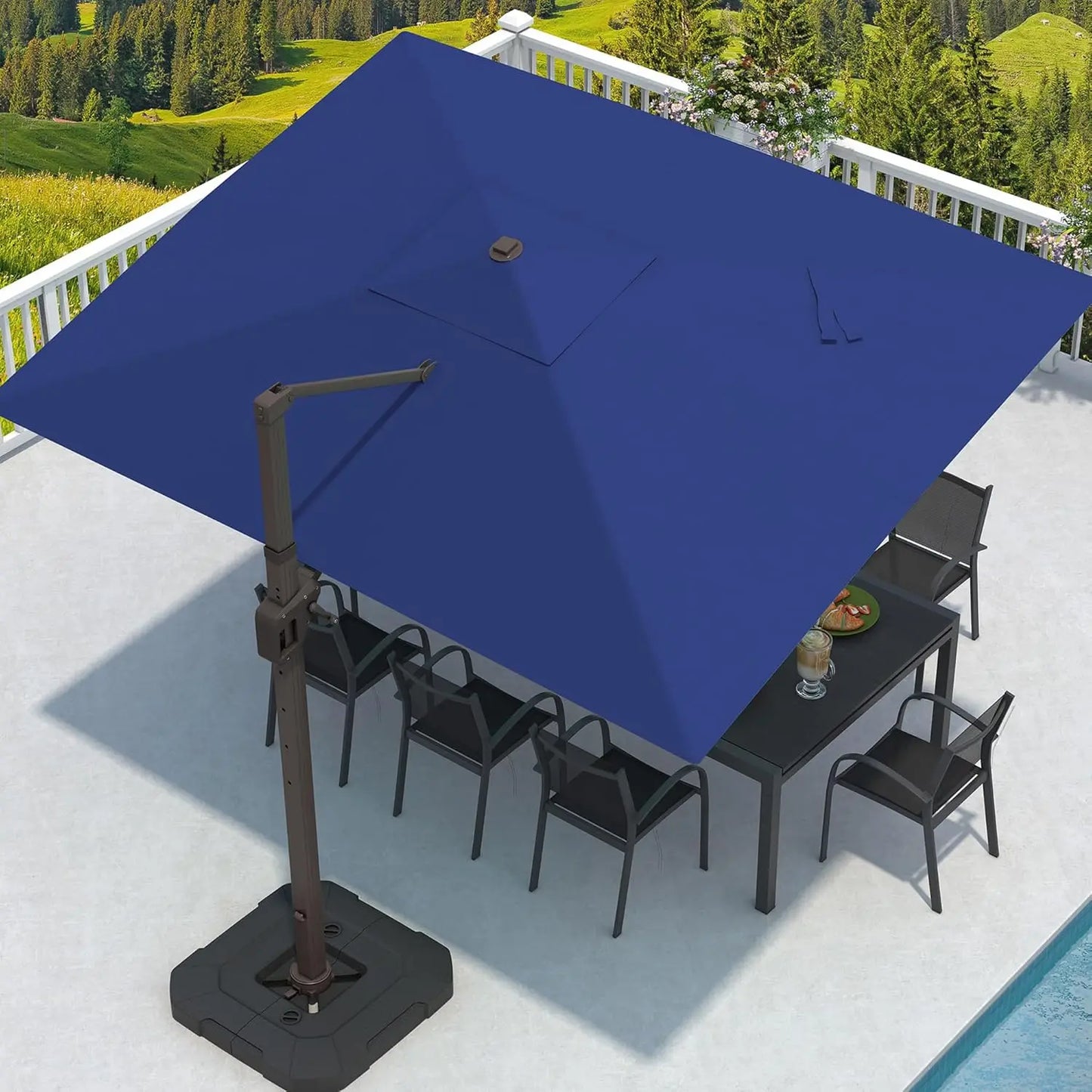 GUANGBAI Cantilever Patio Umbrella Offset 7 Tilts 360 Degree Rotation