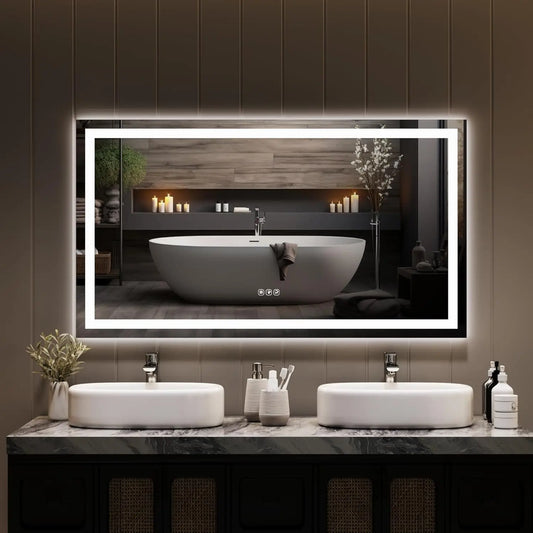 TWISTER.CK LED Bathroom Mirror With Memory Dimmable Anti Fog Backlit Wall Mount