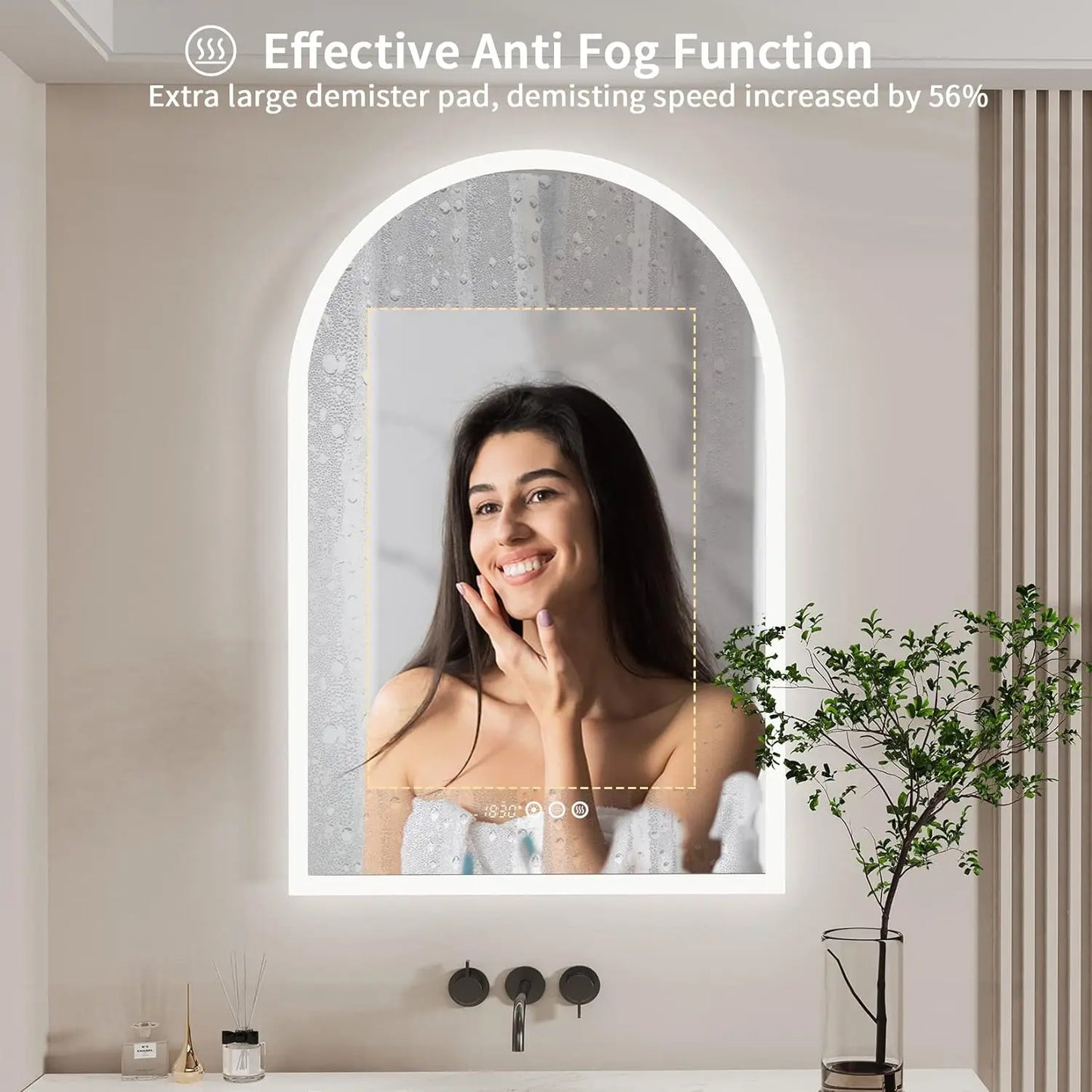 Wisfor Backlit Smart LED Bathroom Mirror With Dimmable Anti Fog