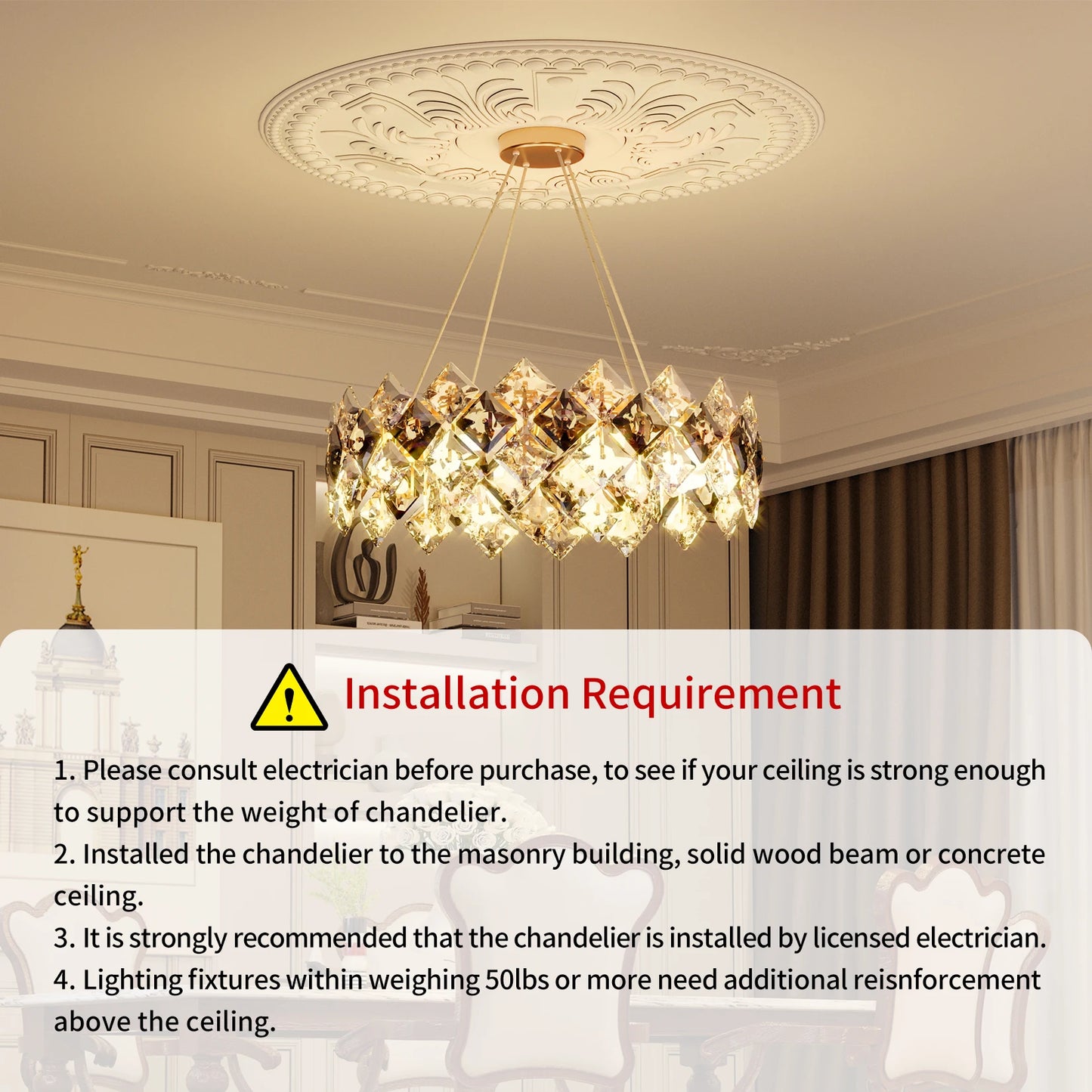Crystal Chandelier Pendant Light For Living Room Ceiling Bulbs Included