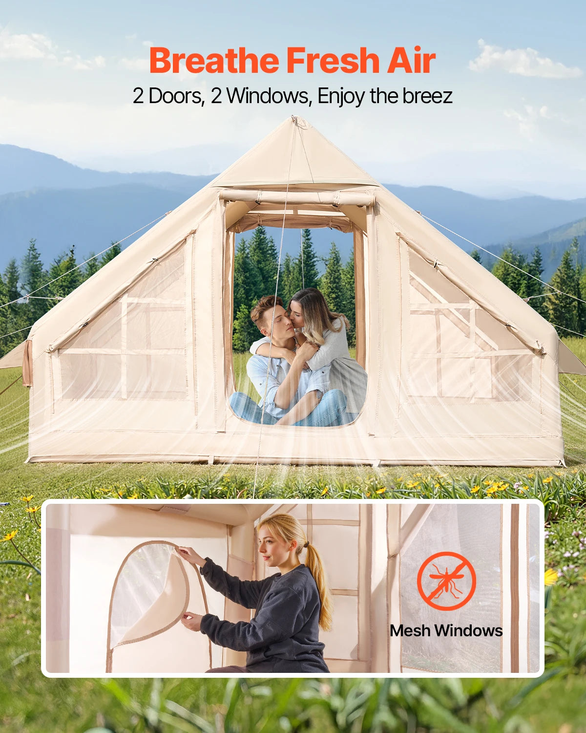 SucceBuy Inflatable Camping Tent With Easy Setup And Hand Pump