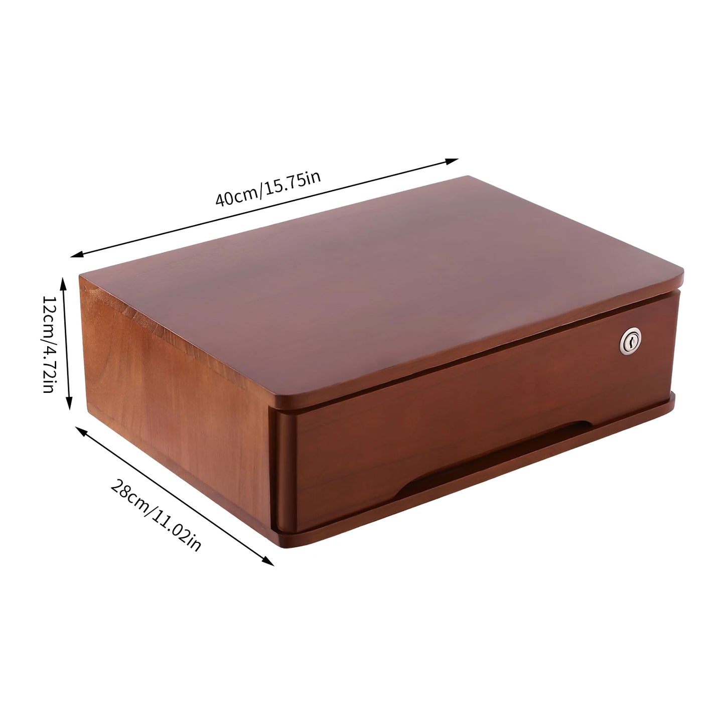 Wooden 1 2 3 Tier Desktop Storage Box Lockable Drawers