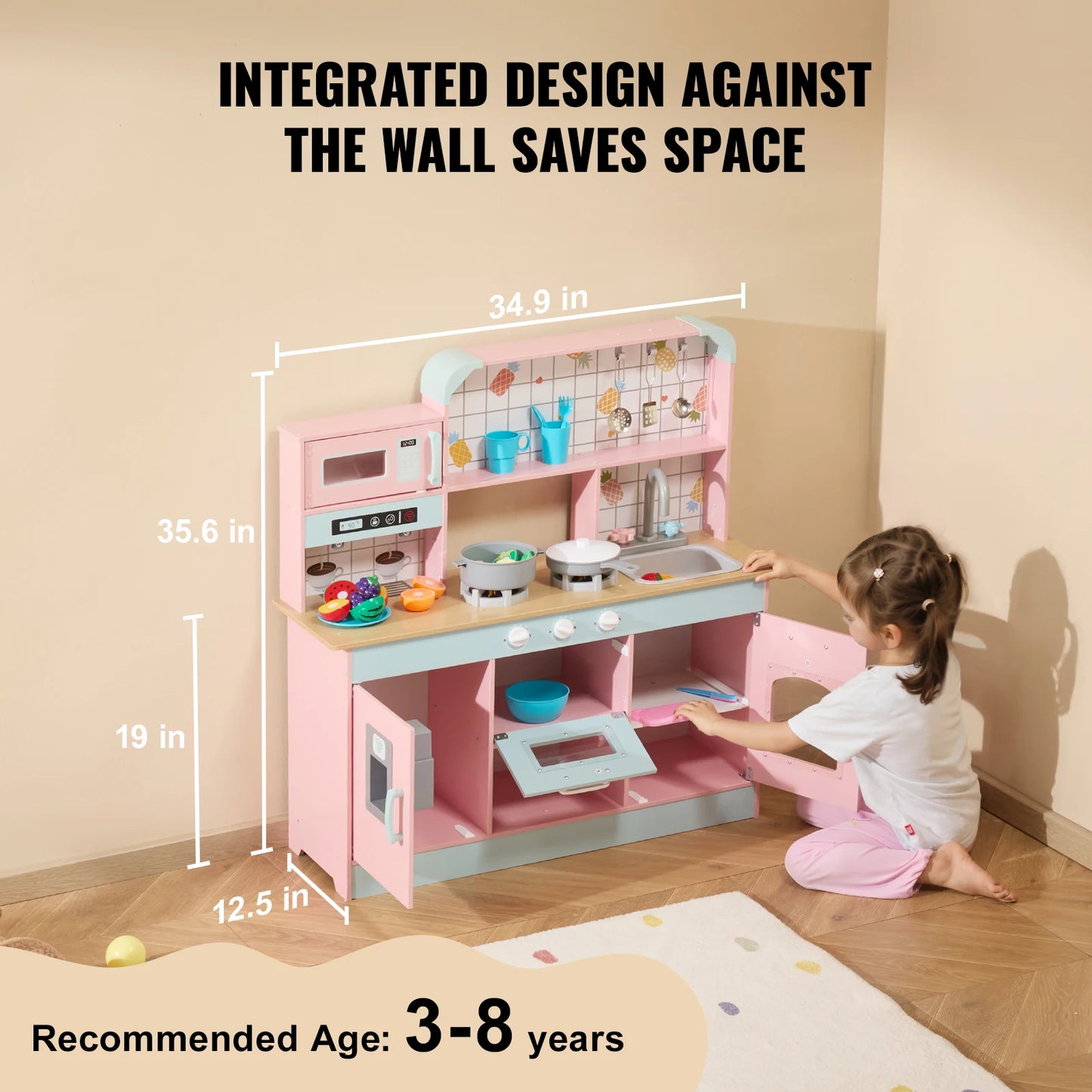 SucceBuy Pretend Play Kitchen Toy Set With Lights And Sounds