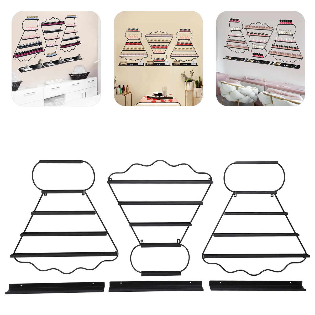 Bymaocar 5 Tier Wall Mounted Nail Polish Display Rack