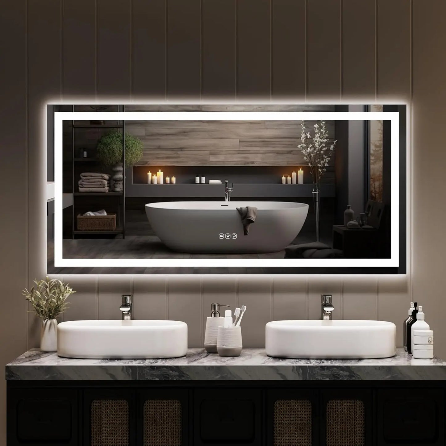 TWISTER.CK LED Bathroom Mirror With Memory Dimmable Anti Fog Backlit Wall Mount