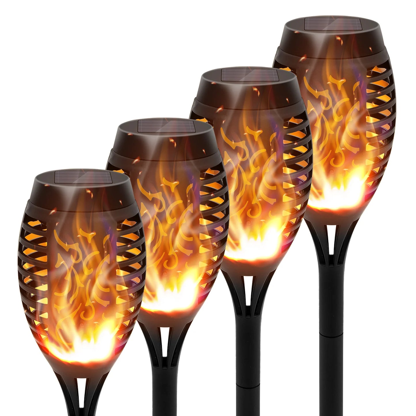 Solar Torch Lights With Flickering Flame Waterproof LED Garden Path
