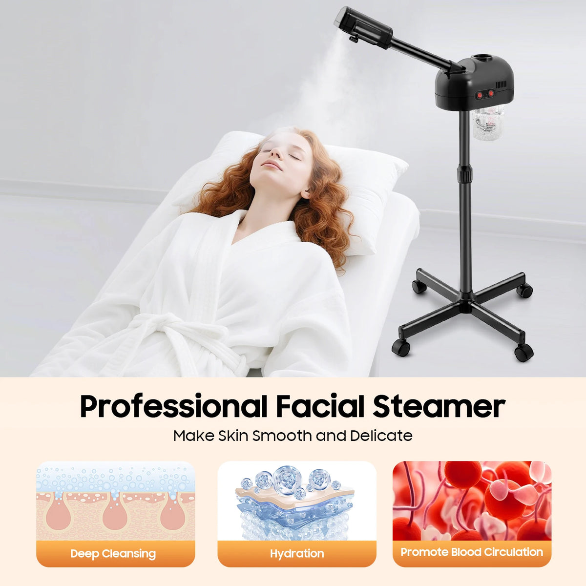 Bymaocar Adjustable Height Ozone Facial Steamer For Salon
