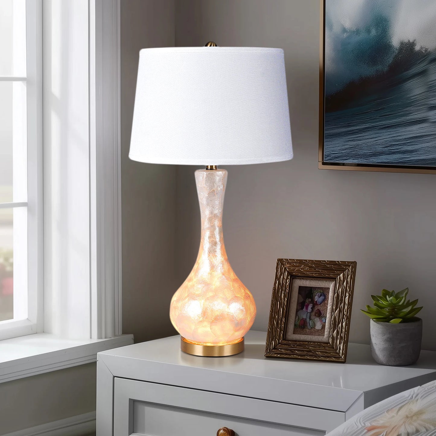 Luxury Crystal Glass Table Lamp With Opal Shade For Bedroom