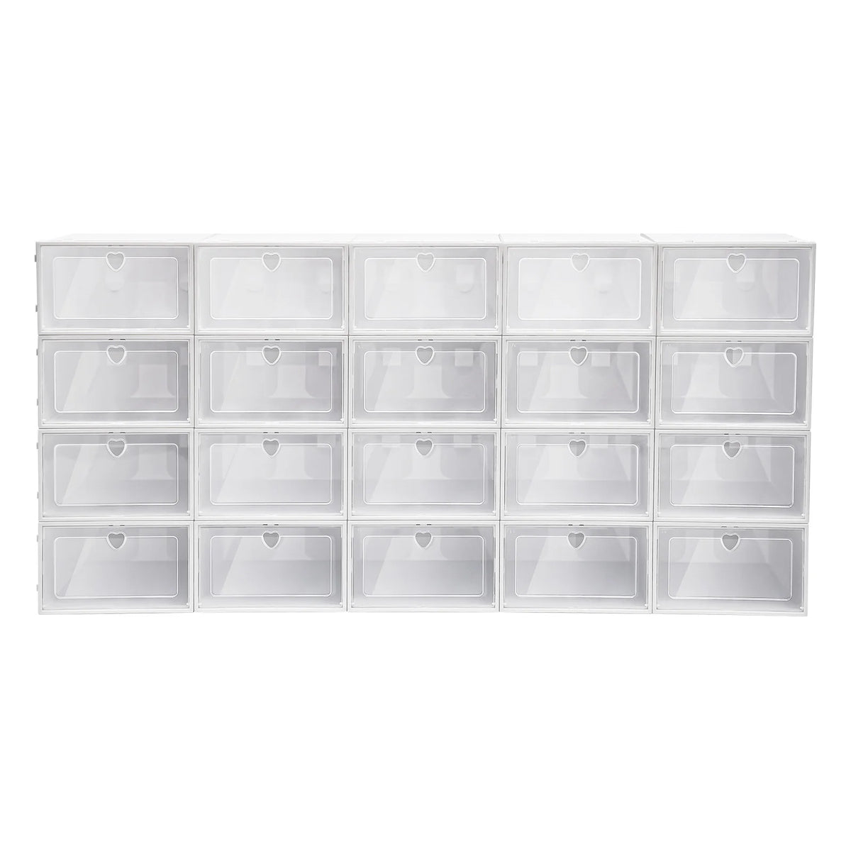 Stackable Clear Plastic Foldable Shoe Storage Boxes Set