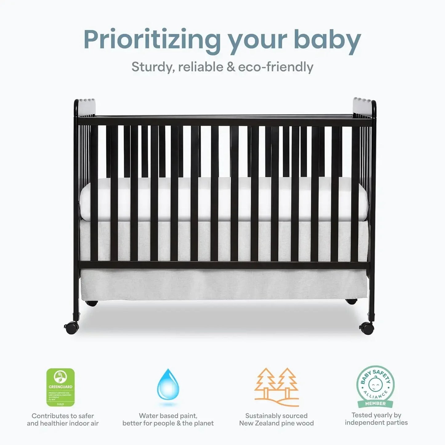 Classic 3in1 Convertible Baby Crib Converts to Day Bed