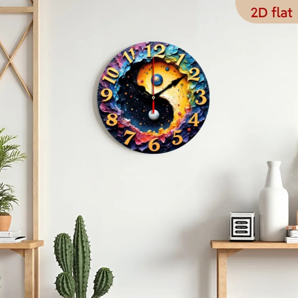 YTYIN Silent Round Wall Clock With Minimalist Wooden Design