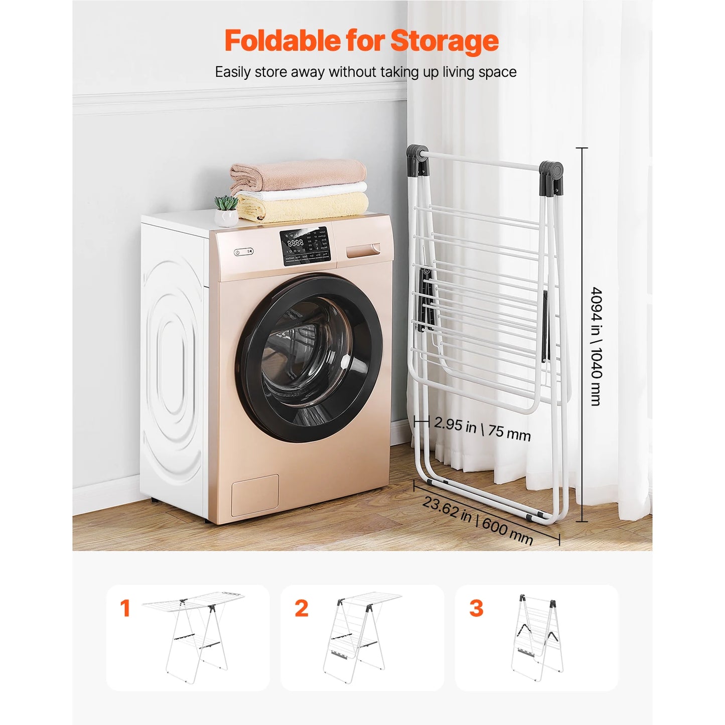 Adjustable Foldable Clothes Drying Rack For Indoor Outdoor